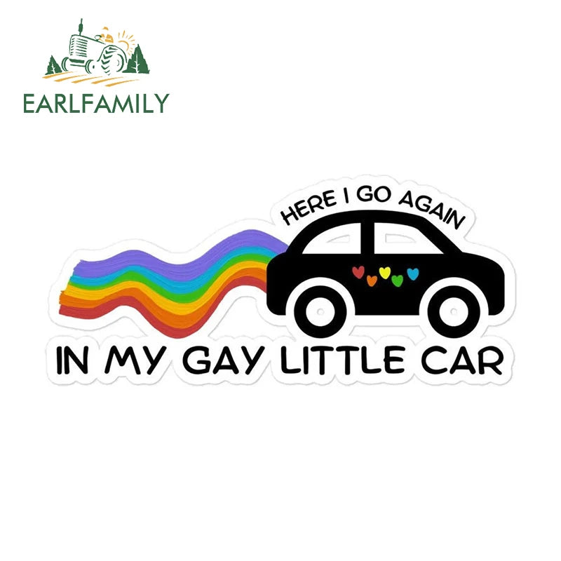 Here I Go Again in My Gay Little Car & Othes - Decal Car Sticker
