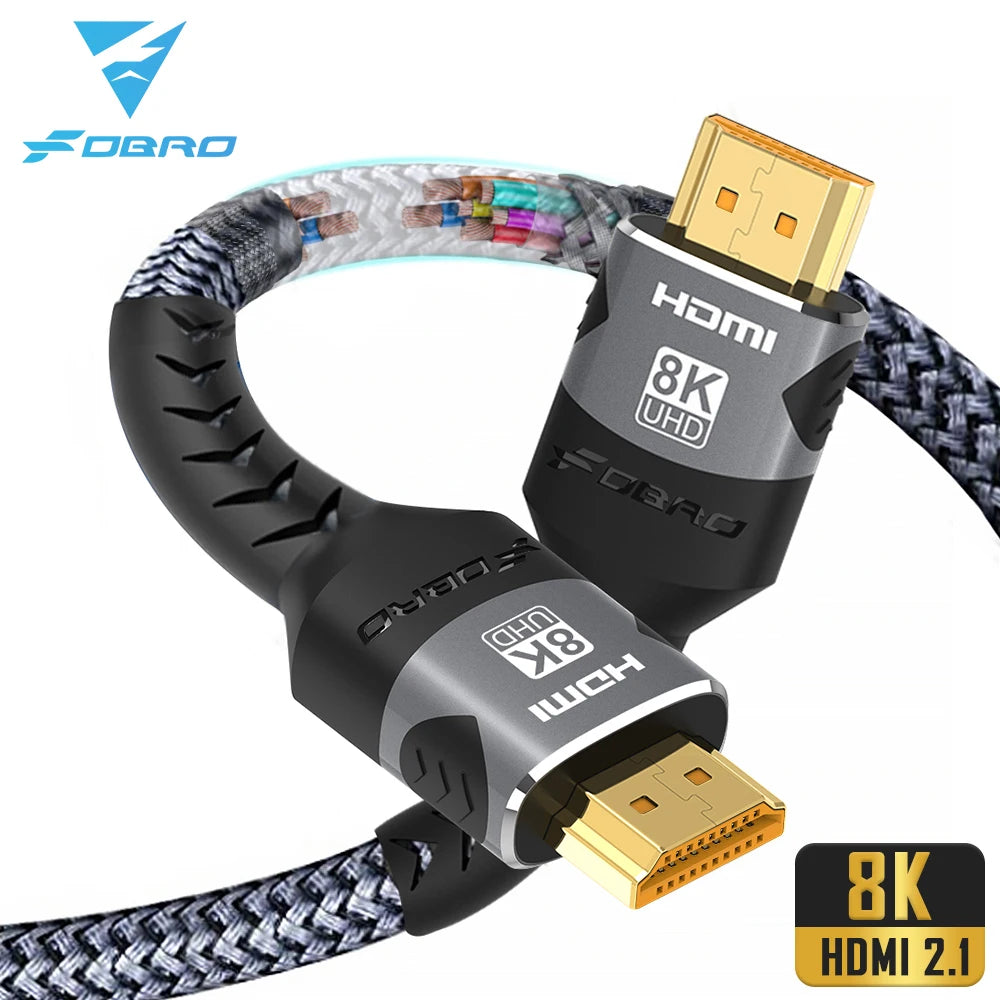 Premium Braided HDMI Cable 2.1 8K 60Hz 4K 120Hz