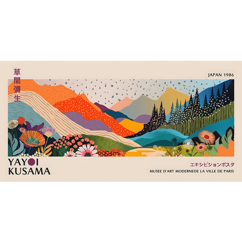 Yayoi Kusama Flower Exhibition Poster – Japanese Canvas Wall Art