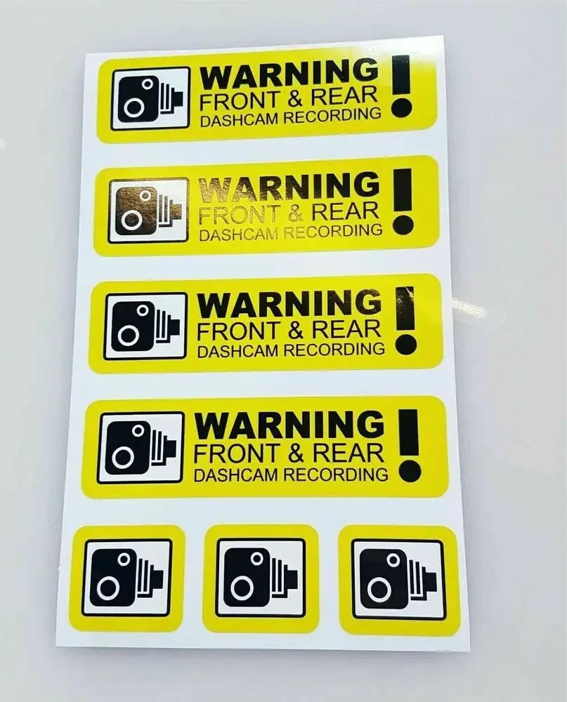 Pack of 7 Dash Cam Recording Stickers – CCTV In-Car Video Camera Decals
