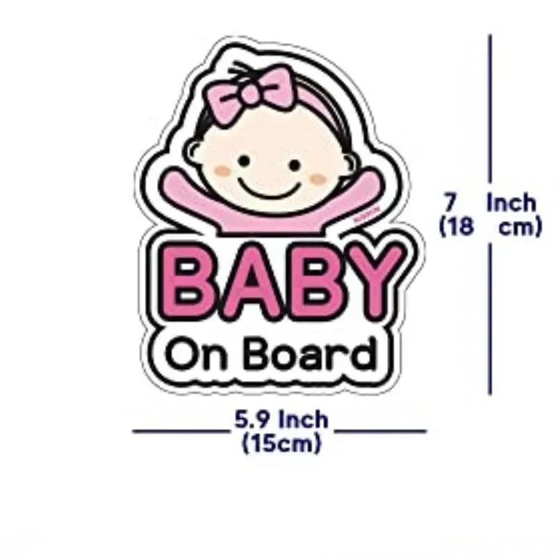 Cute Cartoon Baby On Board Car Sticker