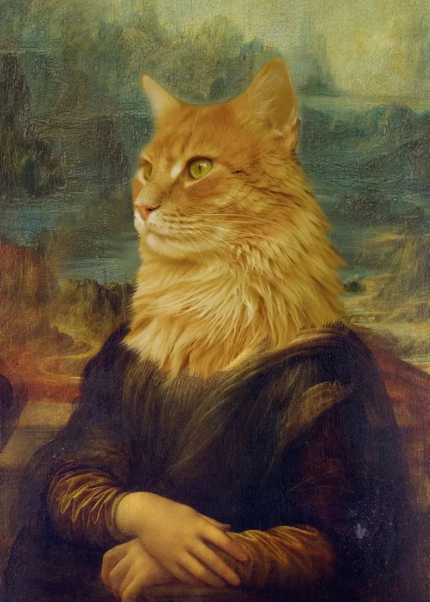 Funny Mona Lisa with Cat Canvas Poster