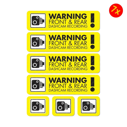 Pack of 7 Dash Cam Recording Stickers – CCTV In-Car Video Camera Decals