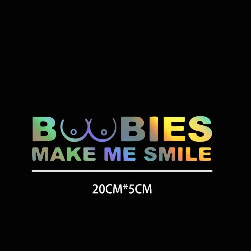 BOOBIES MAKE ME SMILE - Decal Car Sticker