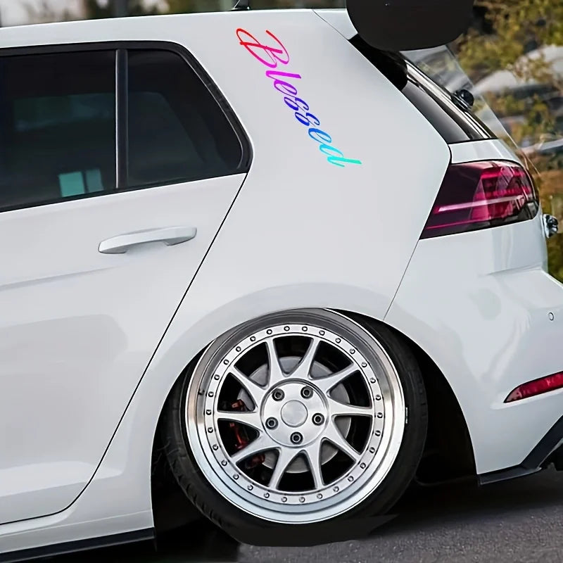 Blessing English Windshield Sticker - Durable EVA Material，Exterior Car Decoration