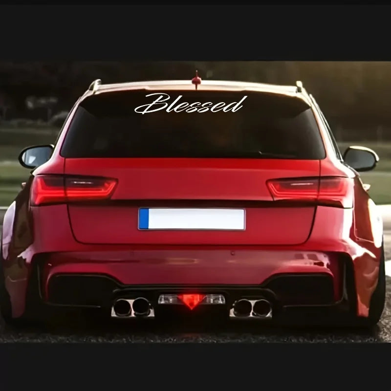 Blessing English Windshield Sticker - Durable EVA Material，Exterior Car Decoration