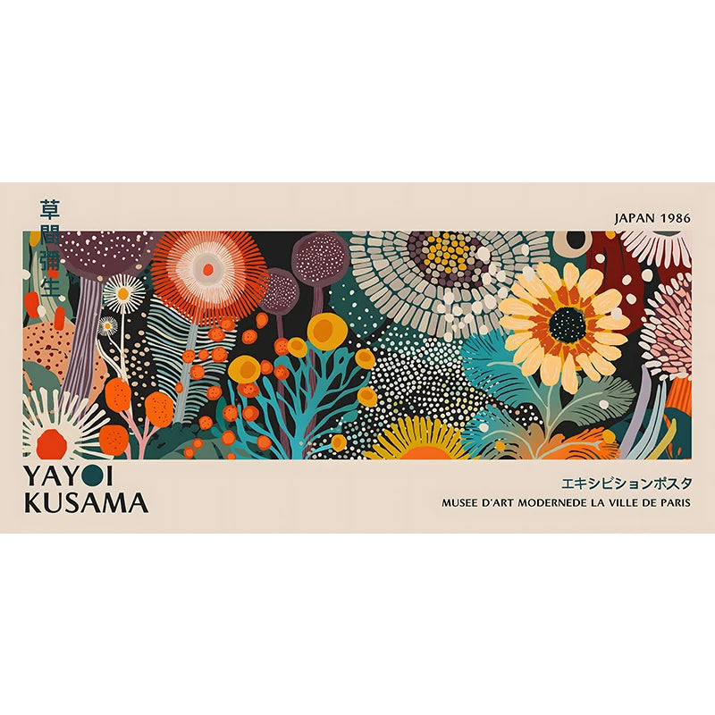 Yayoi Kusama Flower Exhibition Poster – Japanese Canvas Wall Art