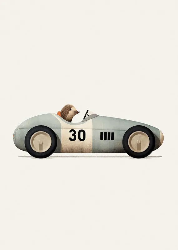 Funny Cartoon Animals Car Art Poster – Nursery Canvas Wall Print