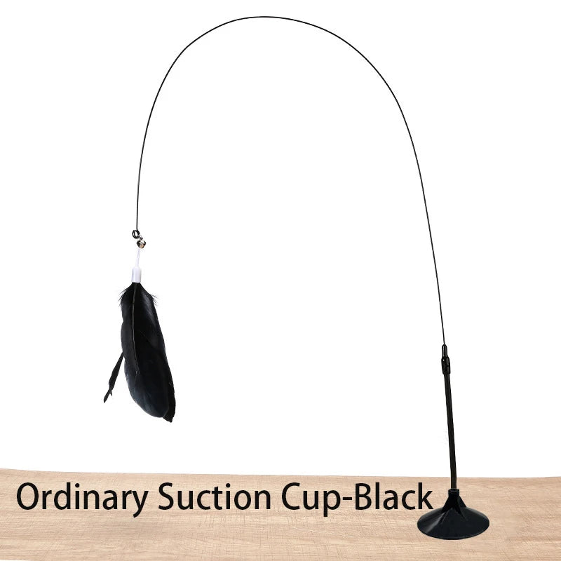 Interactive Cat Feather Toy with Suction Cup – Hands-Free Teaser Wand