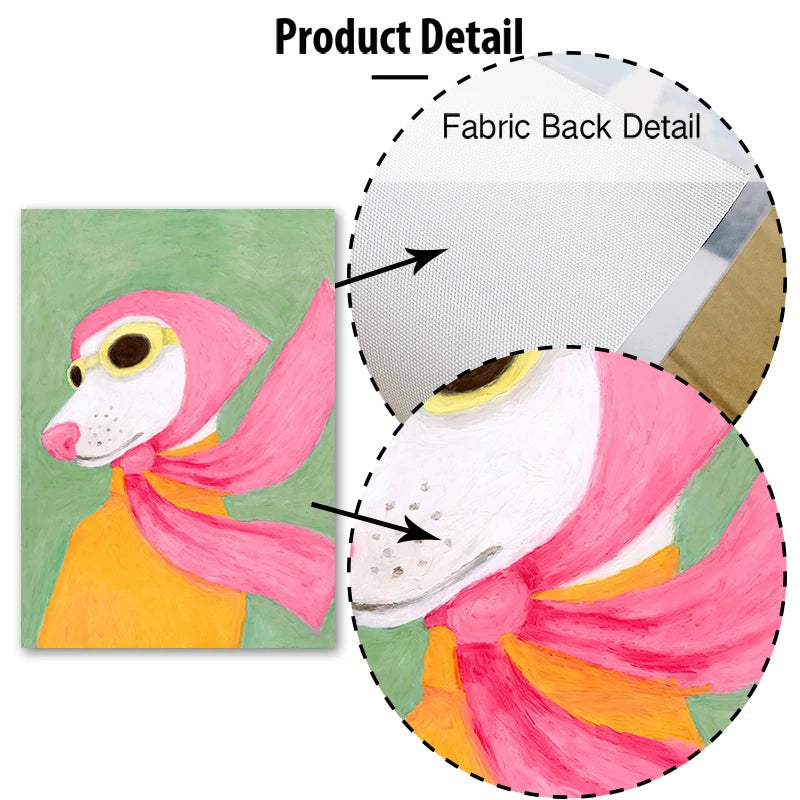 Fashion Girl Dog Vase Flower Banana Abstract Poster – Modern Canvas Wall Art
