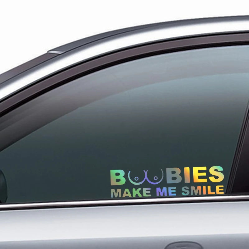 BOOBIES MAKE ME SMILE - Decal Car Sticker