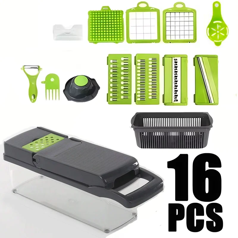 14/16-in-1 Vegetable Chopper – Multifunctional Grater and Slicer Kitchen Tool