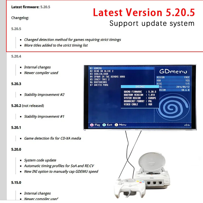 SEGA Dreamcast GDEMU V5.20.5/5.15b