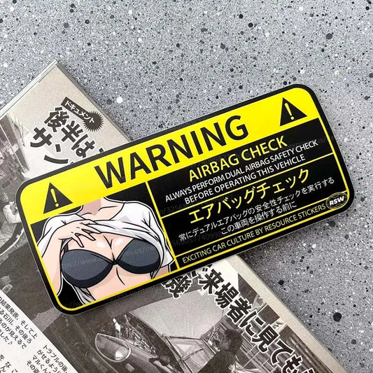 Cartoon Airbag Check Warning - Car Sticker Decal