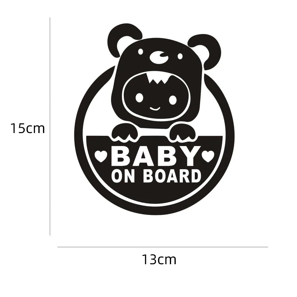 Cute Cartoon Baby on Board Reflective Sticker – Safety Warning Car Window Decal