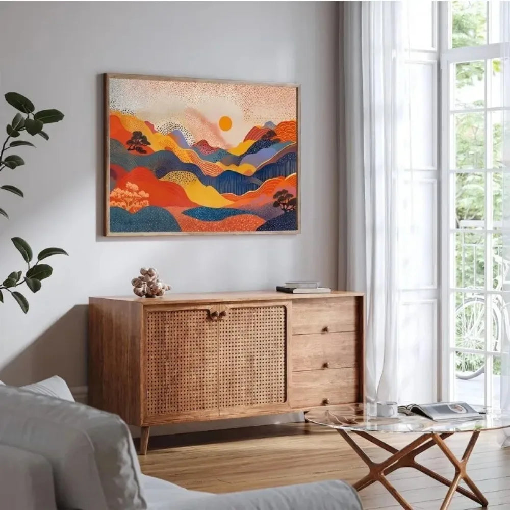 Japanese Nature Landscape Poster – Abstract Colorful Canvas Wall Art