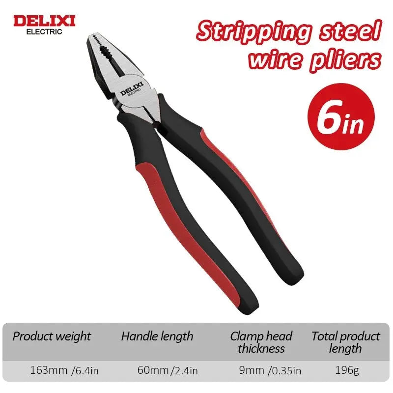 DELIXI ELECTRIC Multifunctional Wire Pliers – Diagonal, Needle Nose & Cutting Tool