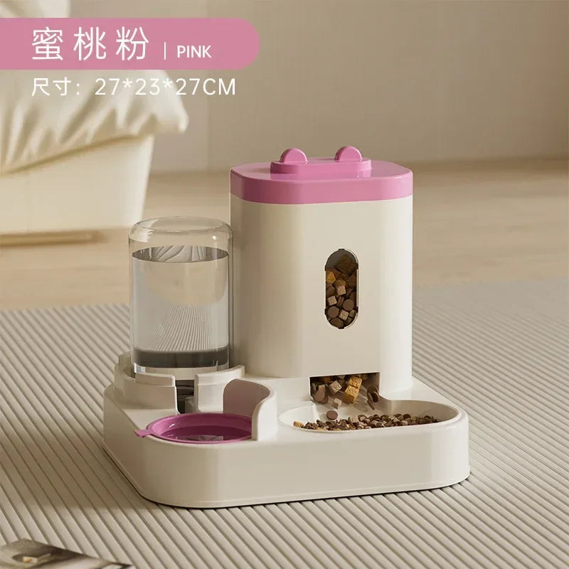Automatic Gravity-Fed Pet Food & Water Dispenser