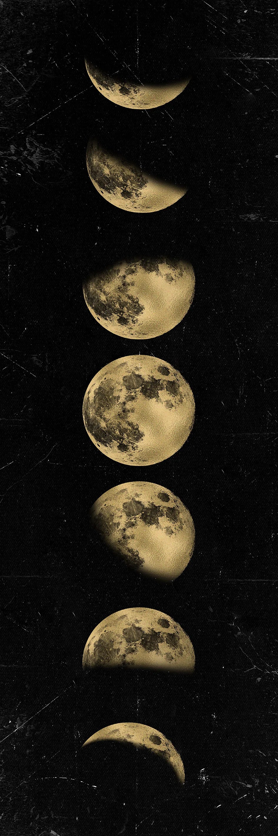 Moon Phase Gold & Black Aesthetic Canvas Print – Modern Wall Art