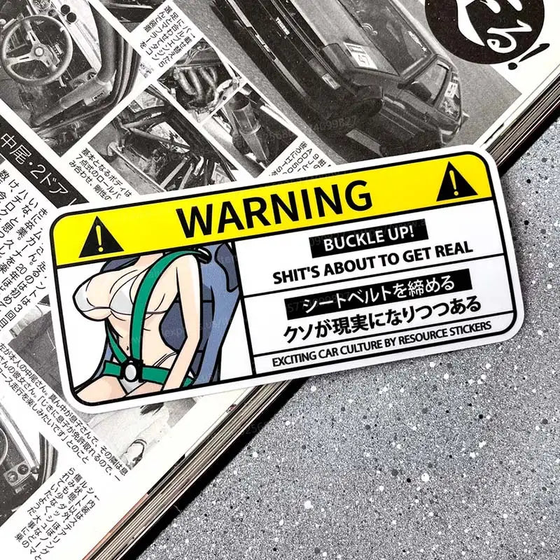 Cartoon Airbag Check Warning - Car Sticker Decal