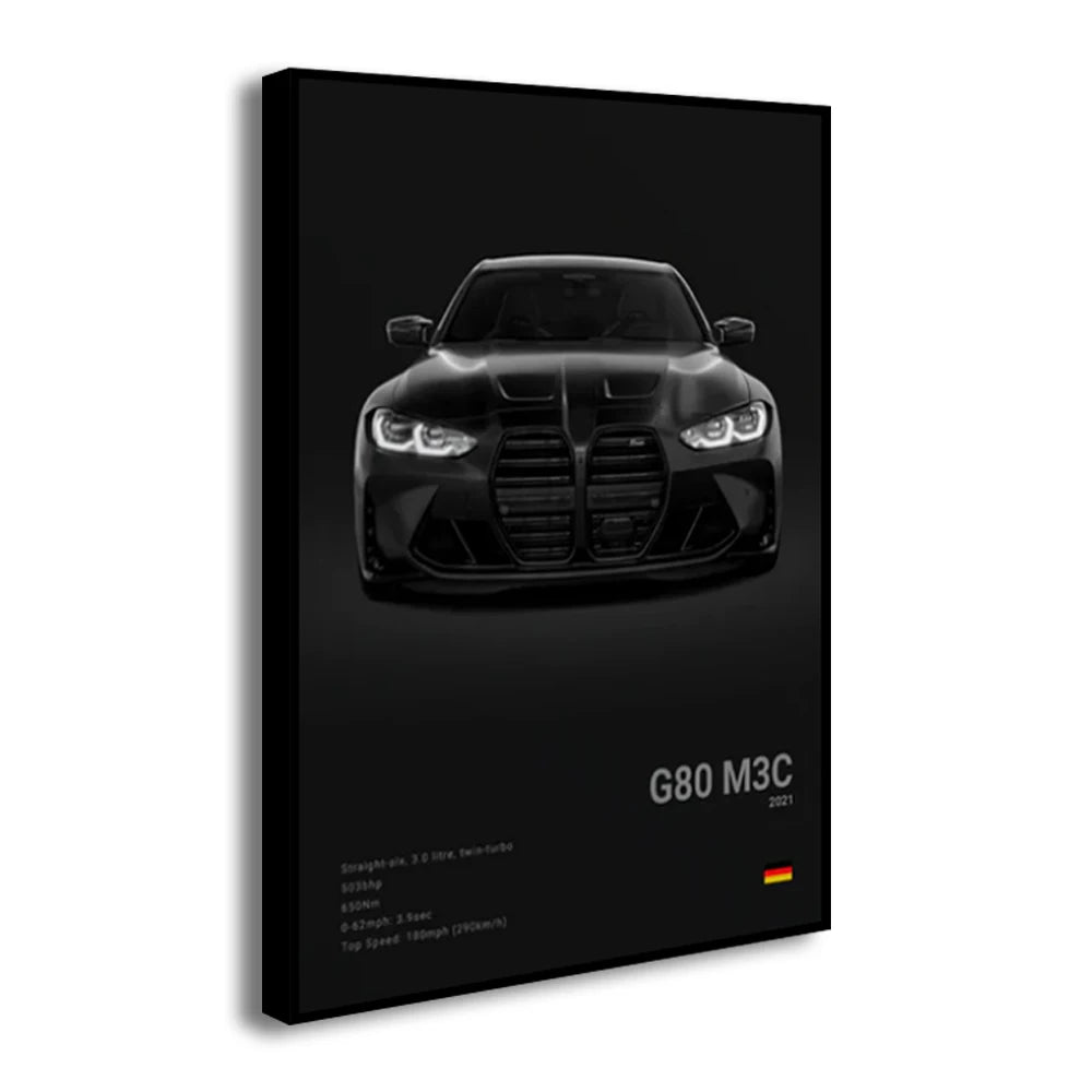 Famous Cars G80 M3C Canvas Poster – Modern Wall Art for Car Enthusiasts
