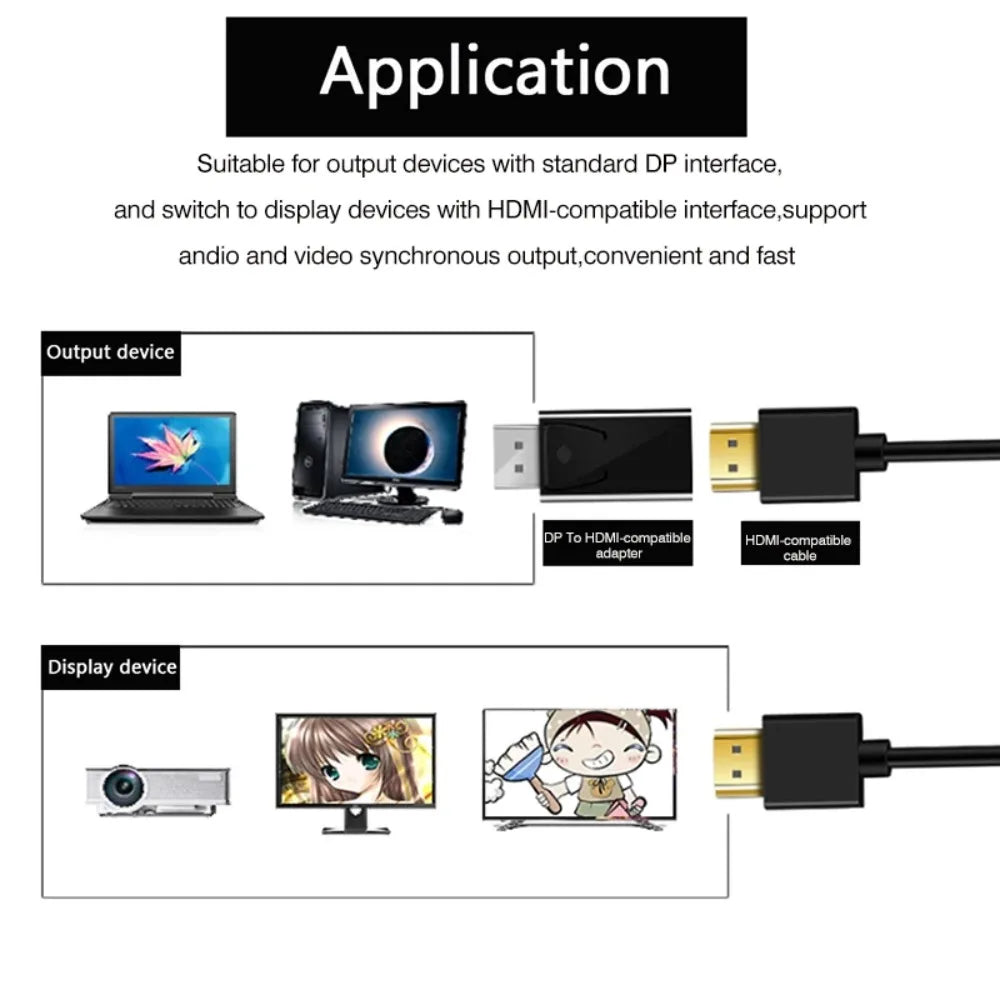 HDMI female to male DisplayPort Converter 4K