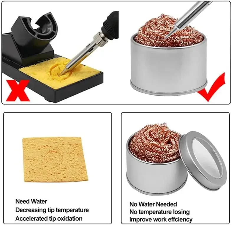 Soldering Iron Tip Cleaner – Steel Wire Ball with Metal Stand