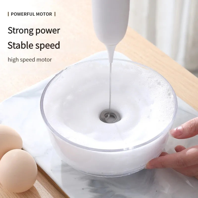 Battery-Powered Handheld Egg Beater – Stainless Steel Frother & Mixer for Coffee, Milk, Eggs & More