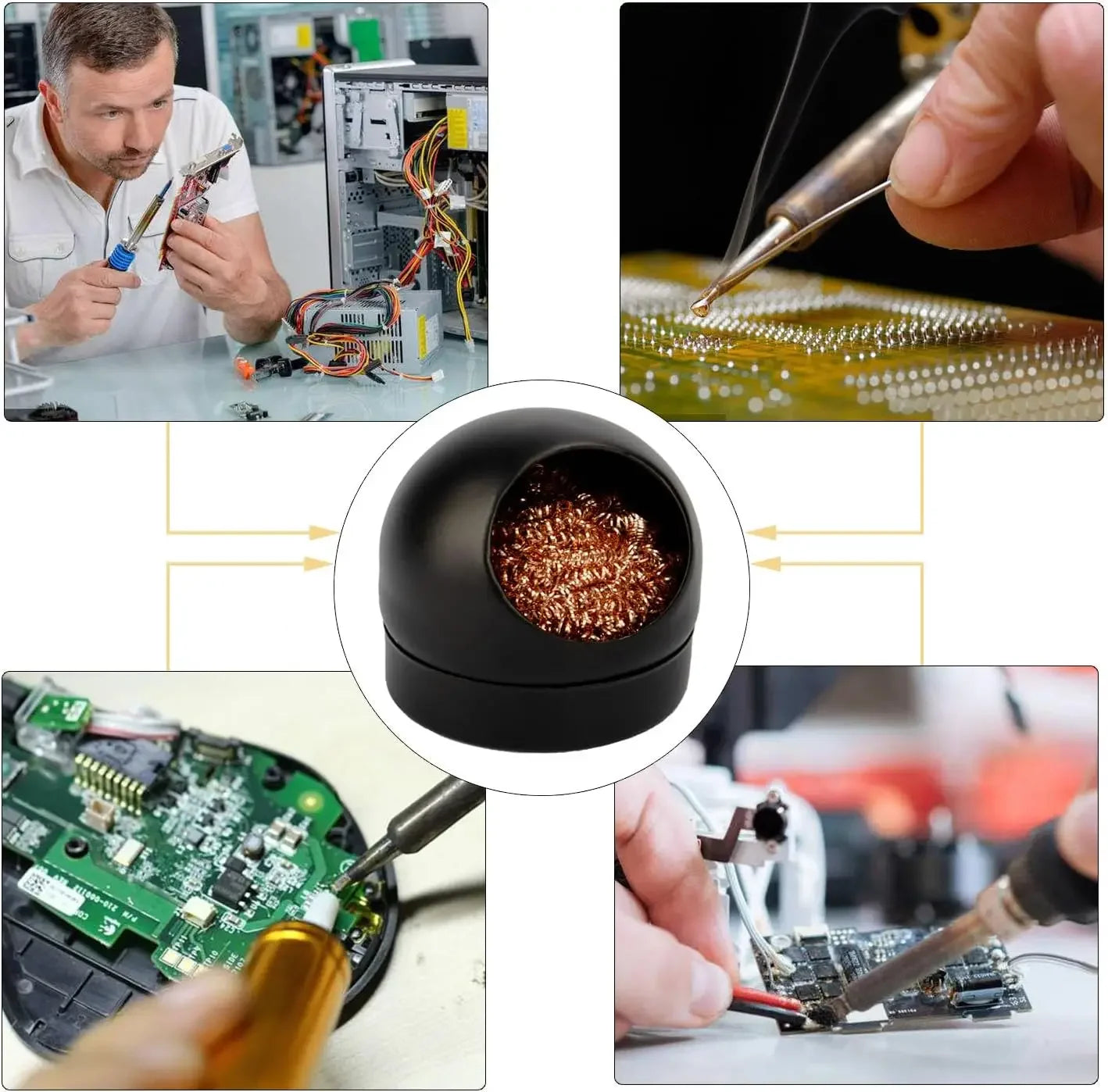 Soldering Iron Tip Cleaner – Steel Wire Ball with Metal Stand