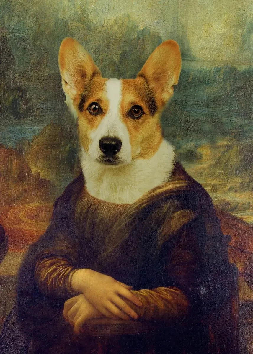 Funny Mona Lisa with Cat Canvas Poster