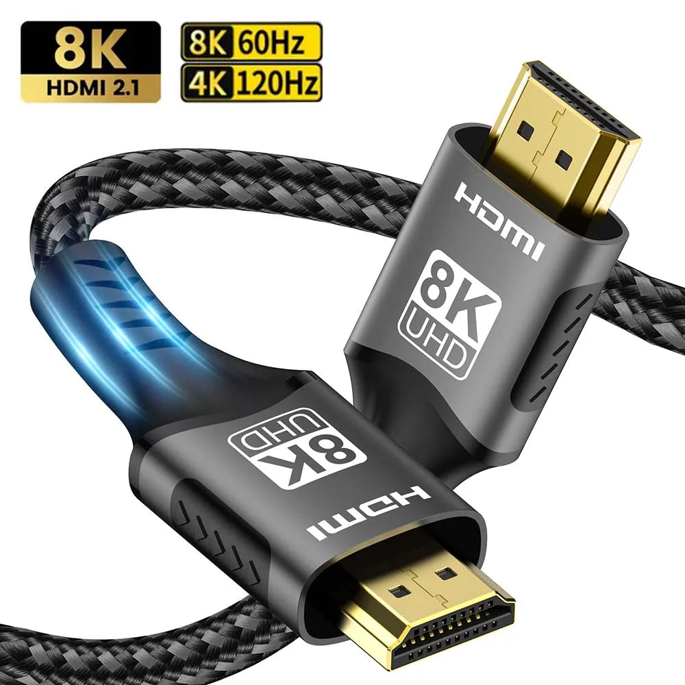 Premium Braided HDMI Cable 2.1 8K 60Hz 4K 120Hz
