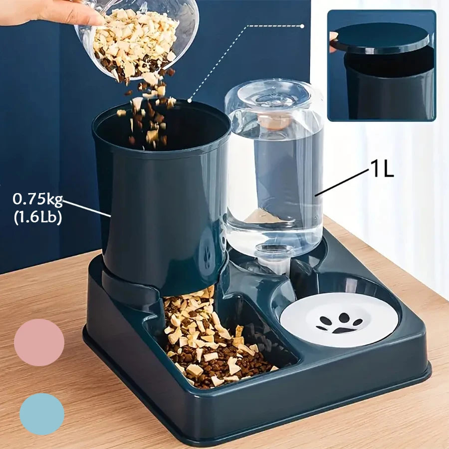 2-in-1 Tilted Gravity Cat Feeder & Water Dispenser