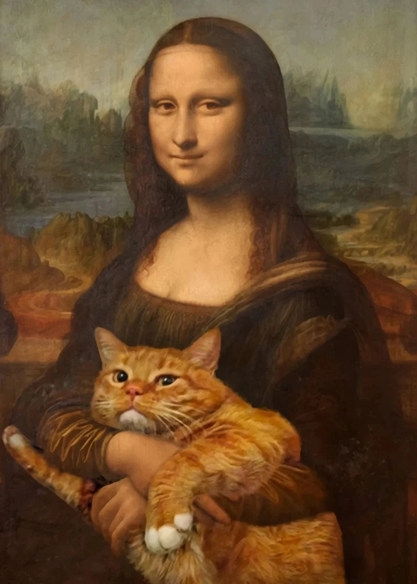Funny Mona Lisa with Cat Canvas Poster