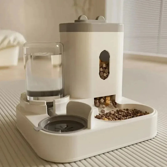 Automatic Gravity-Fed Pet Food & Water Dispenser