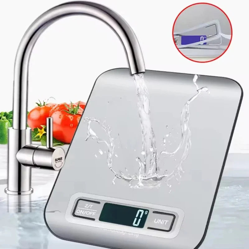 Digital Kitchen Scale with LED Display – 5kg/1g Precision Stainless Steel Panel