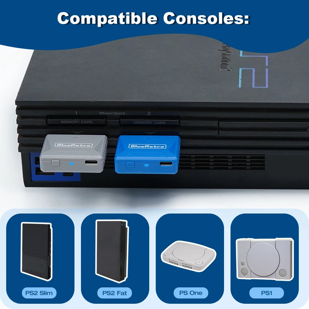 RetroScaler Mini BlueRetro Wireless Adapter for PS1 PS2 Compatible with 8bitdo PS4 PS5 Xbox Series X Wireless Controller
