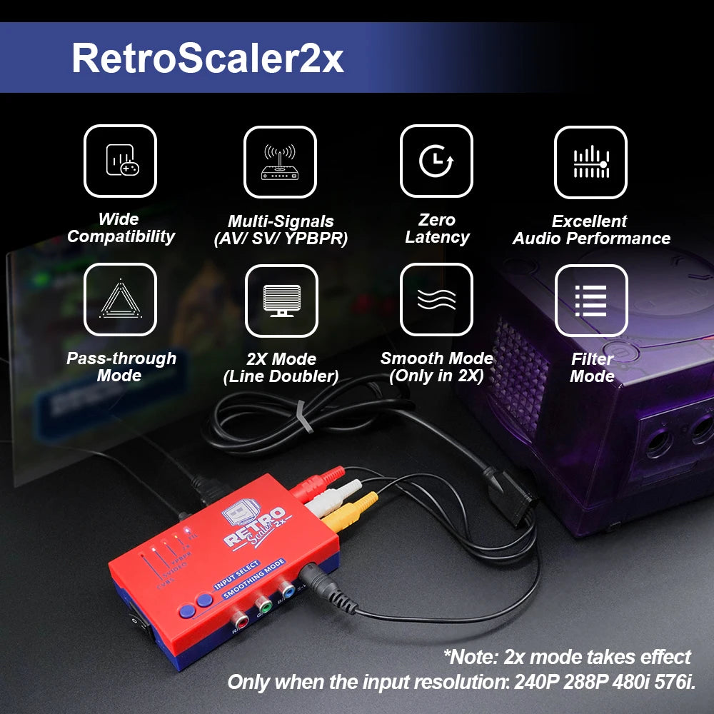 RetroScaler2x AV to HDMI (PS2, N64, NES, Dreamcast, MegaDrive, Saturn)
