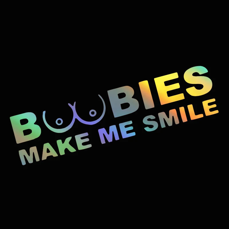 BOOBIES MAKE ME SMILE - Decal Car Sticker