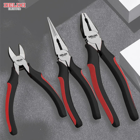 DELIXI ELECTRIC Multifunctional Wire Pliers – Diagonal, Needle Nose & Cutting Tool