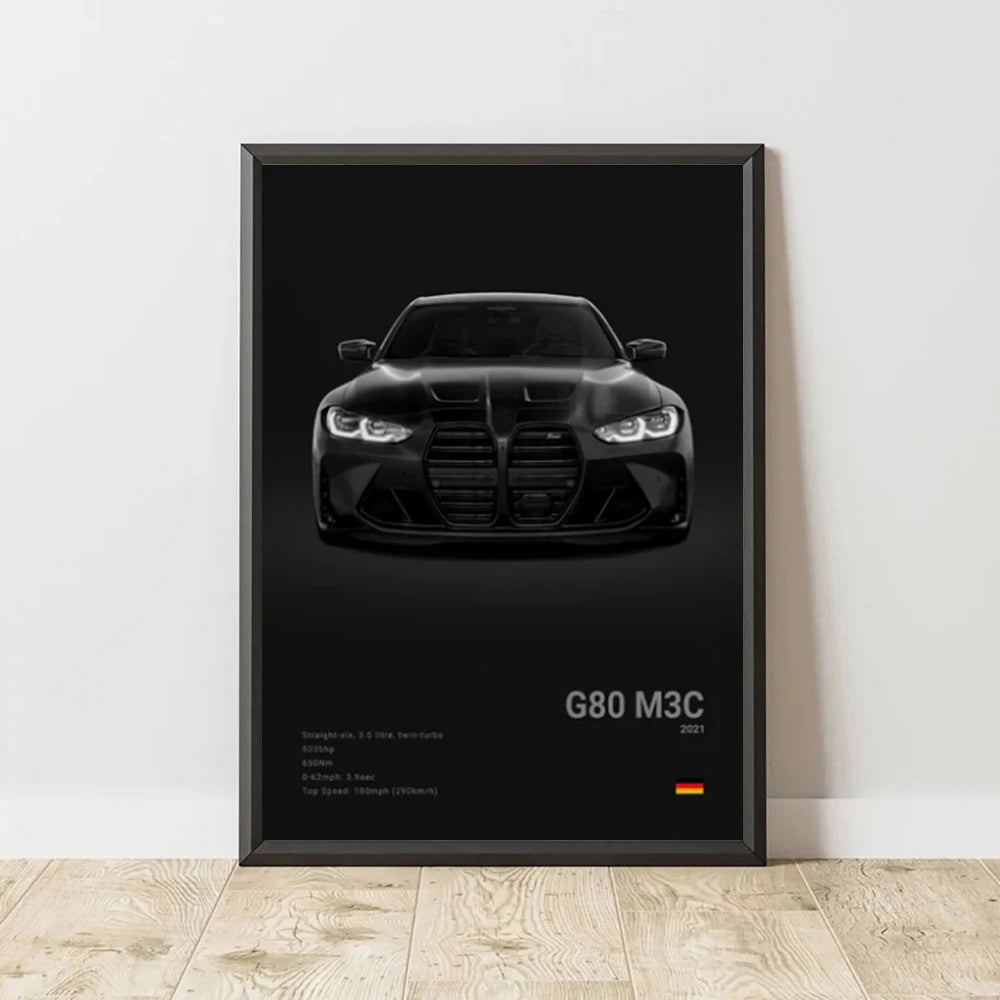 Famous Cars G80 M3C Canvas Poster – Modern Wall Art for Car Enthusiasts