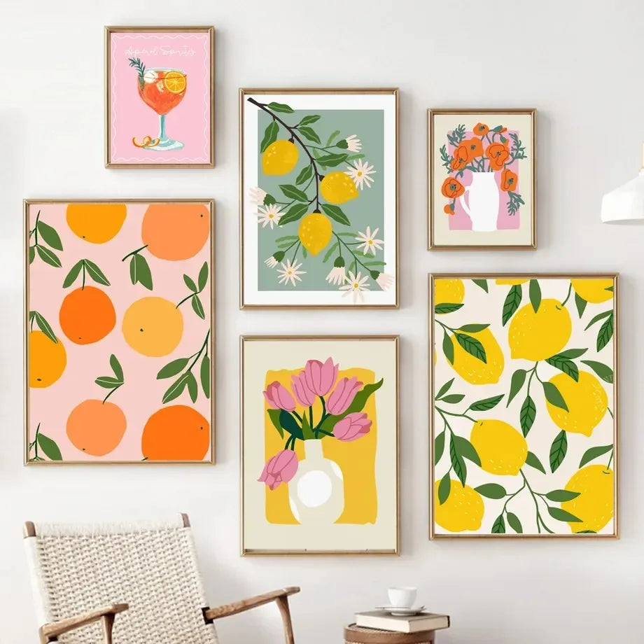 Lemons & Daisies Canvas Wall Art – Fruit & Flower Interior Poster