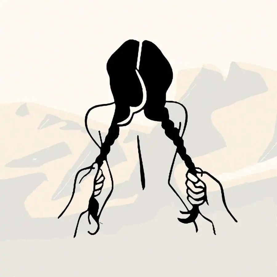 Hand Holding Double Ponytail Girl Car Sticker