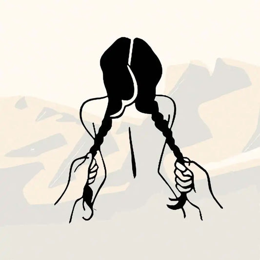 Hand Holding Double Ponytail Girl Car Sticker
