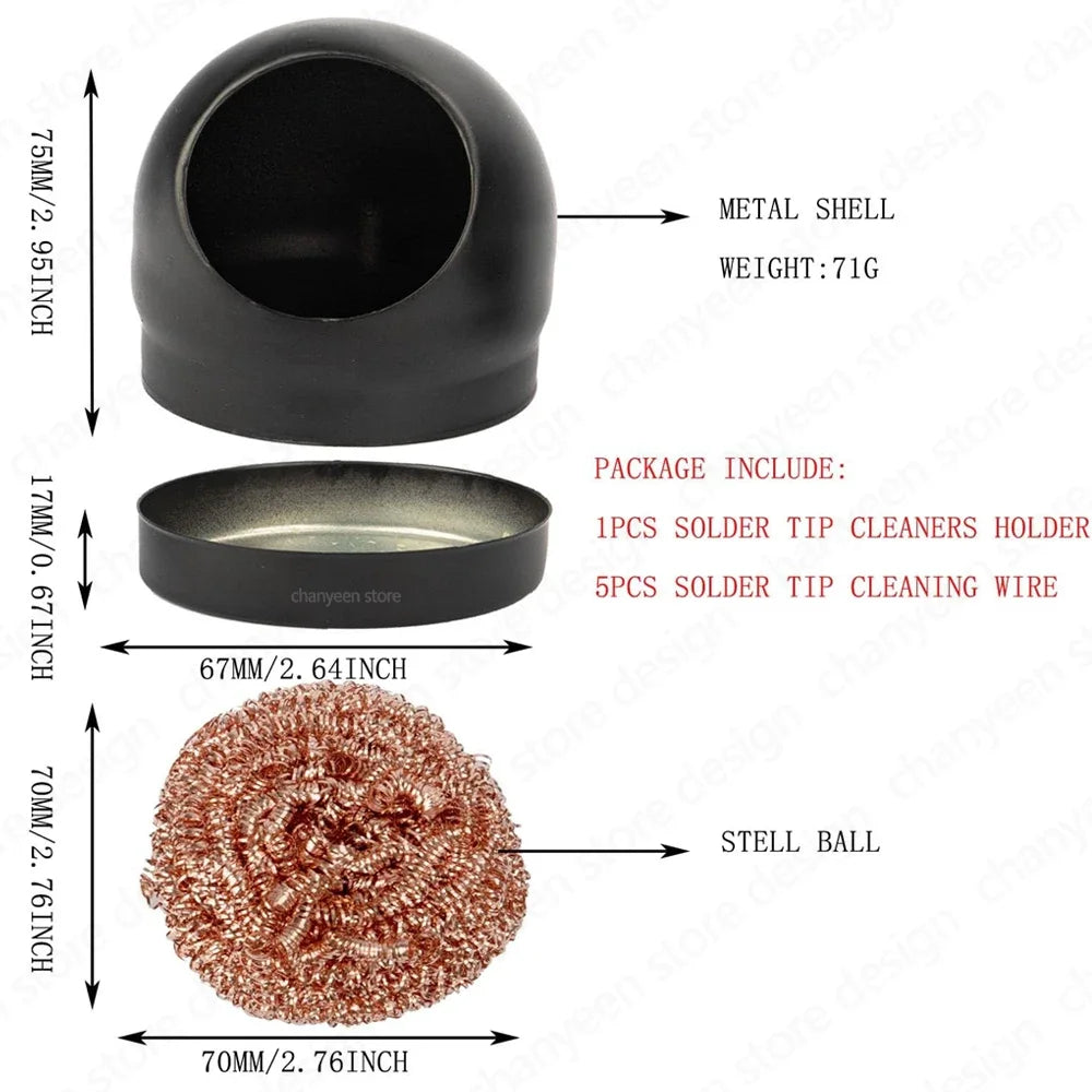 Soldering Iron Tip Cleaner – Steel Wire Ball with Metal Stand