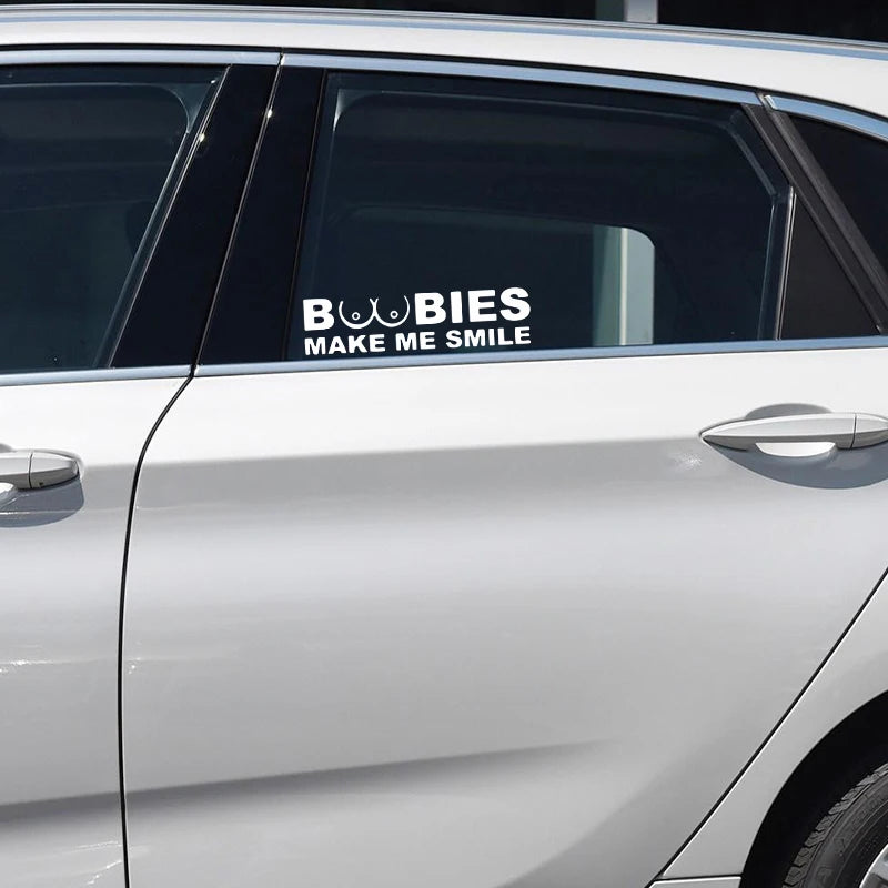 BOOBIES MAKE ME SMILE - Decal Car Sticker