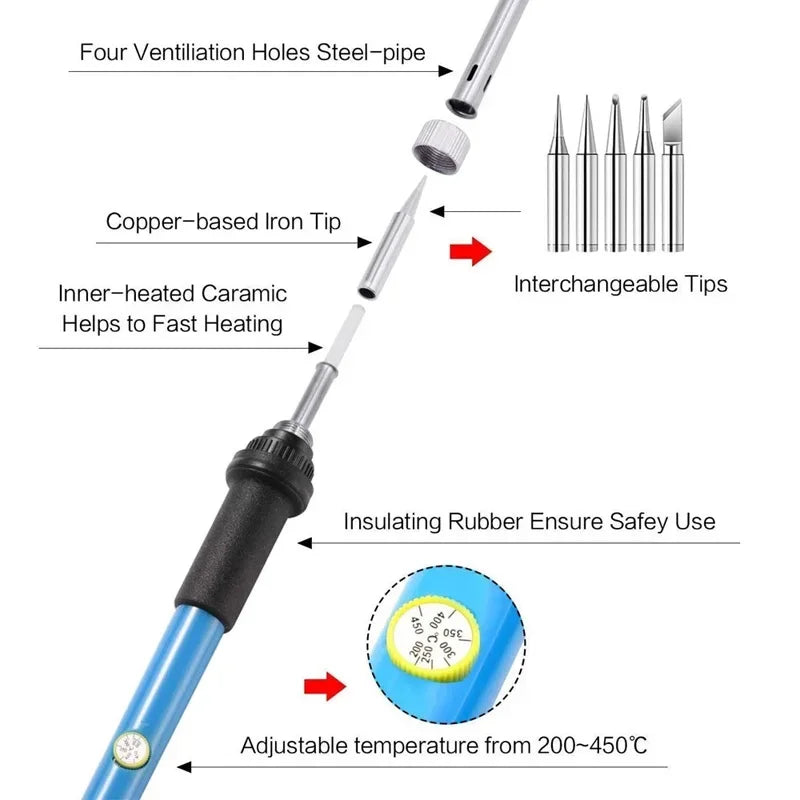 60W Adjustable Temperature Electric Soldering Iron