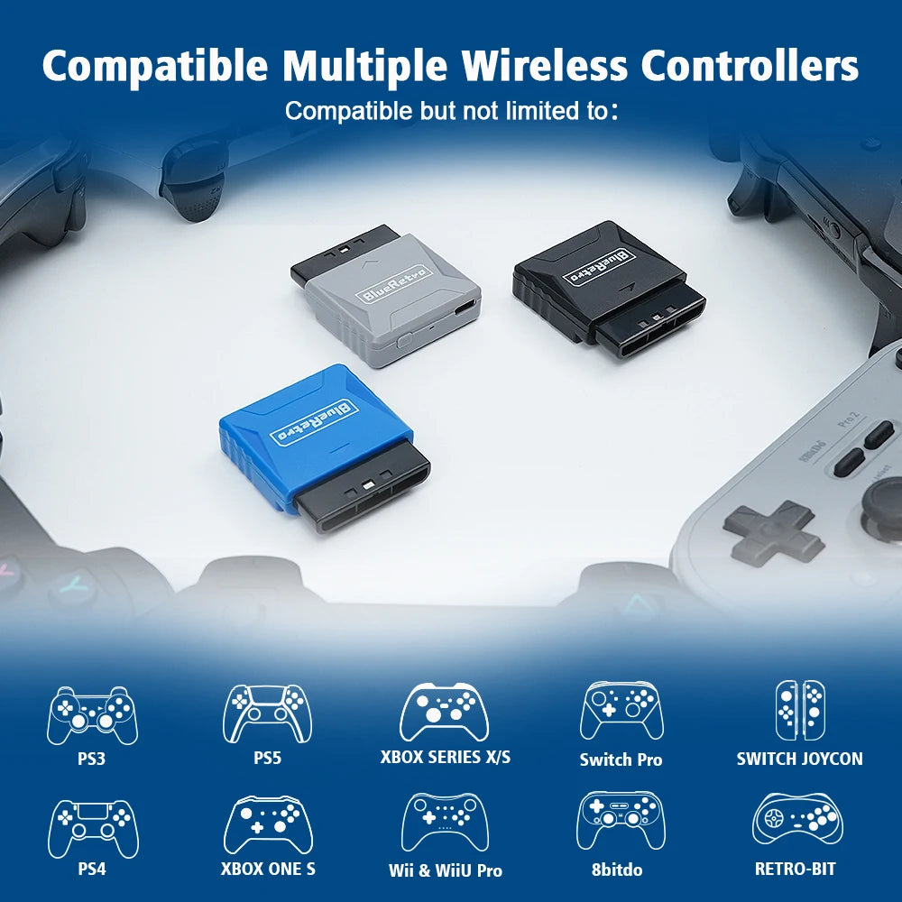 RetroScaler Mini BlueRetro Wireless Adapter for PS1 PS2 Compatible with 8bitdo PS4 PS5 Xbox Series X Wireless Controller