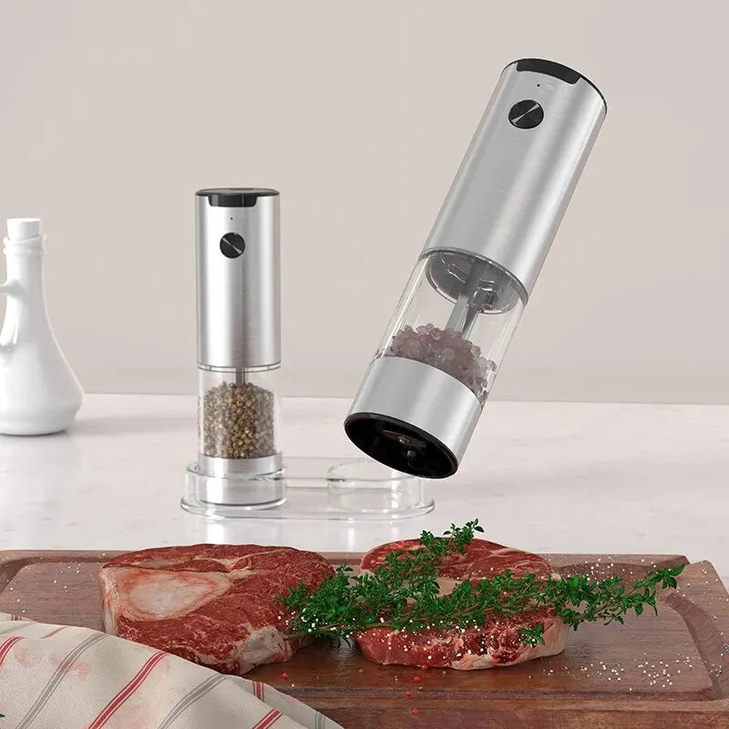 Electric Automatic Pepper and Salt Grinder – Adjustable Coarseness with LED Light