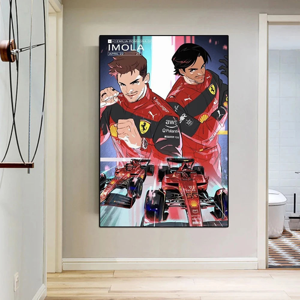 Formula Grand Prix F1-75 Canvas Poster – Charles Leclerc & Carlos Sainz Racing Art
