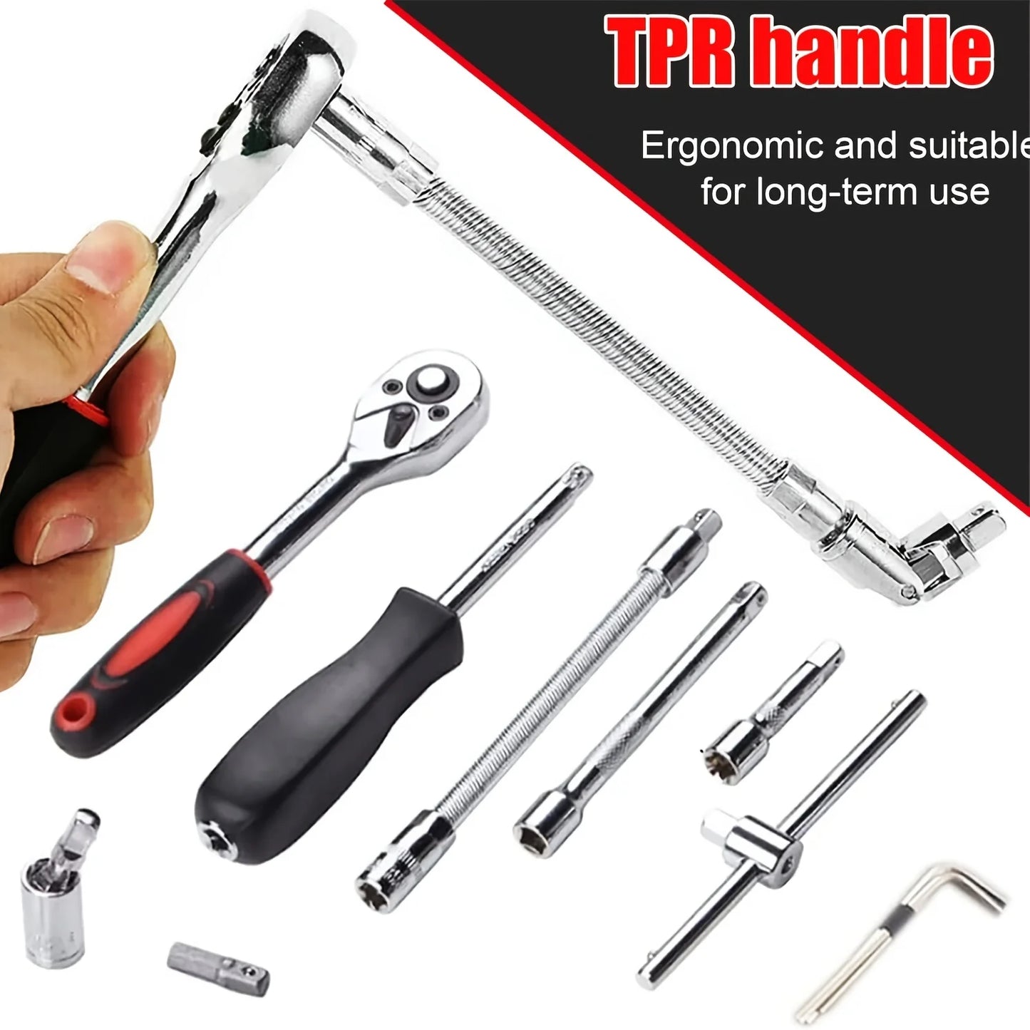 46-Piece Car Repair Tool Kit – Professional Ratchet Set in Green Toolbox